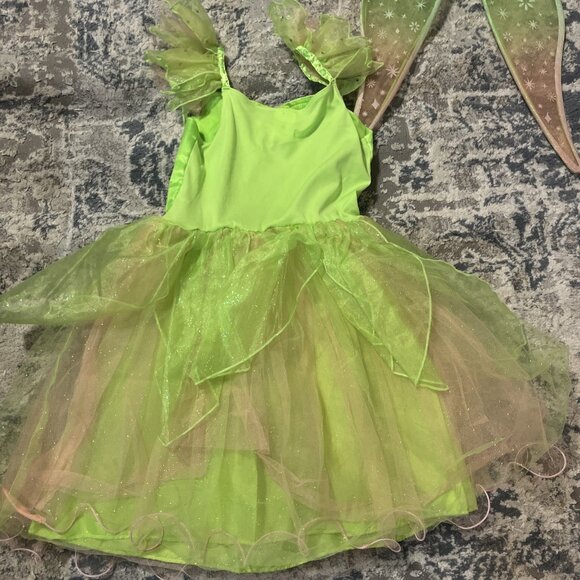 Disney Store Tinkerbell Green Feather Costume Dress Girl's 9/10 - Picture 7 of 15